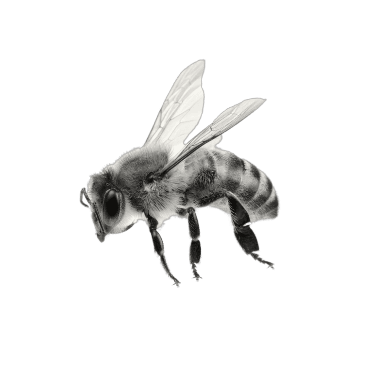 Eine Biene in schwarz-weiß